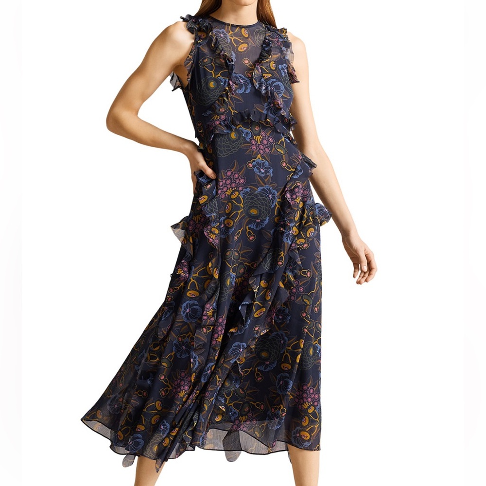 Ted Baker Karolia Sleeveless Waterfall Midi Dress Size 2 NWOT - Picture 2 of 8
